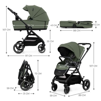 KINDERKRAFT SELECT - Carrinho de passeio 2em1 YOXI Mystic verde