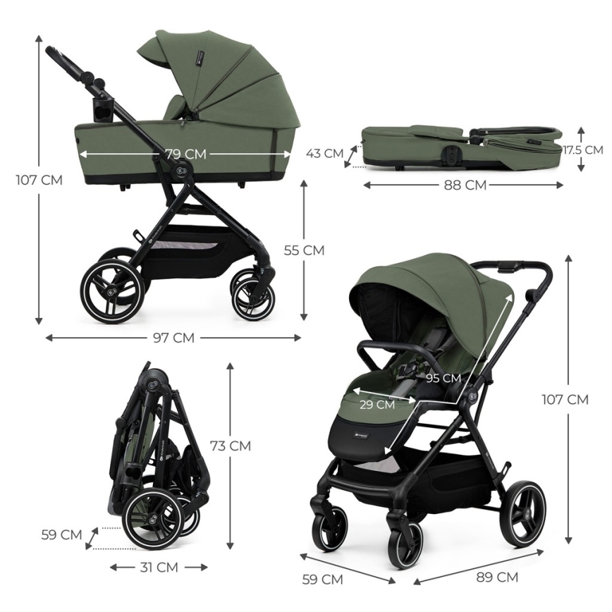 KINDERKRAFT SELECT - Carrinho de passeio 2em1 YOXI Mystic verde