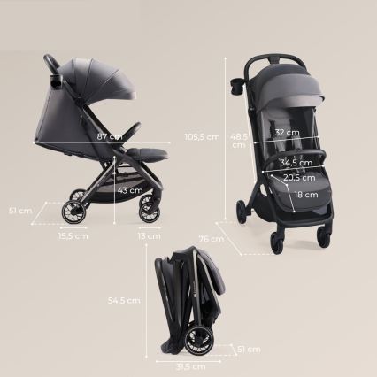KINDERKRAFT SELECT - Carrinho de passeio NUBI 2 cinzento