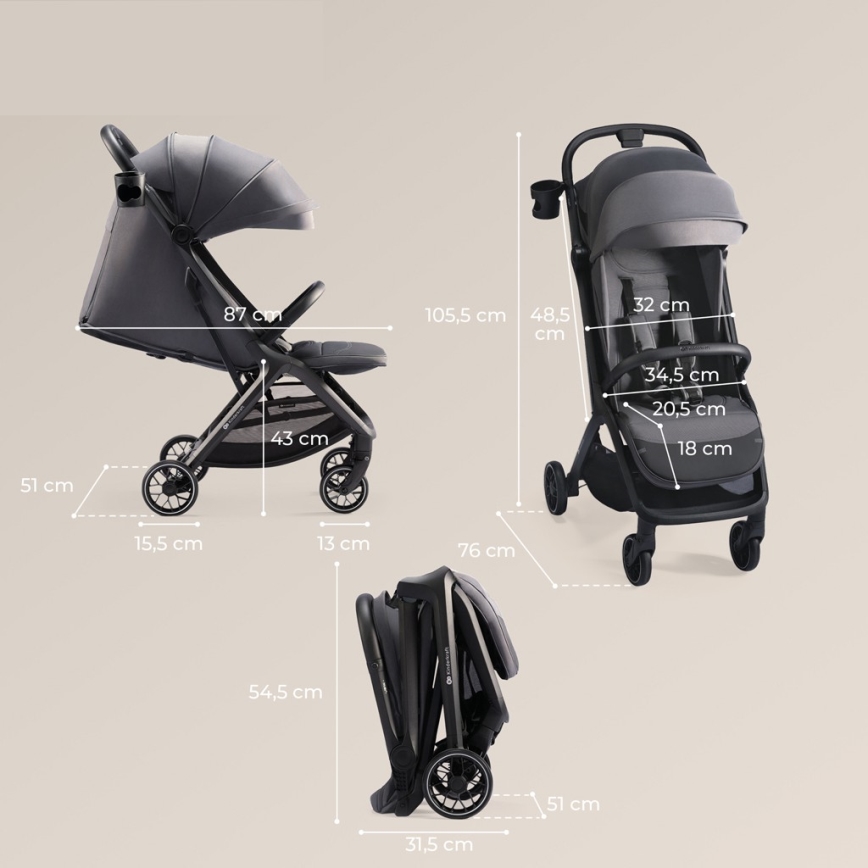 KINDERKRAFT SELECT - Carrinho de passeio NUBI 2 cinzento