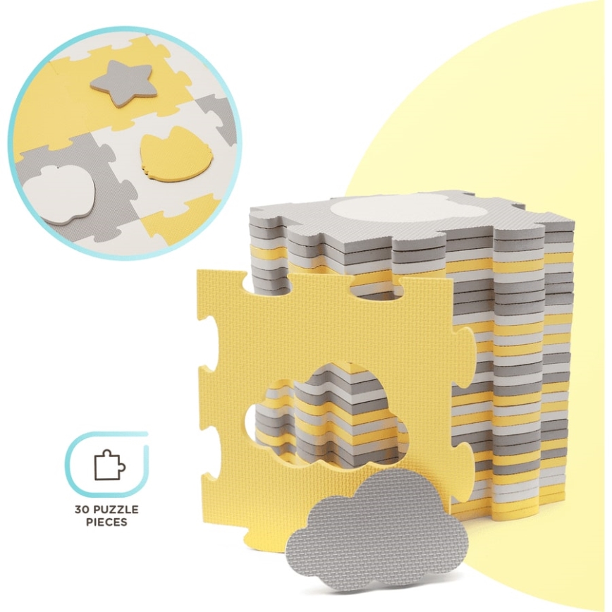KINDERKRAFT - Puzzle de espuma LUNO 30pcs cinzento/amarelo