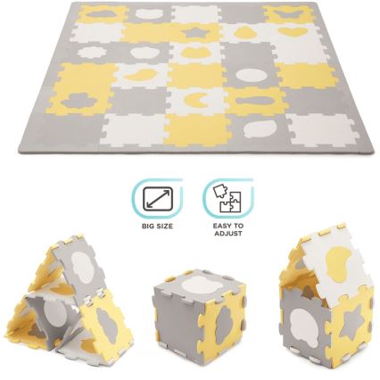 KINDERKRAFT - Puzzle de espuma LUNO 30pcs cinzento/amarelo