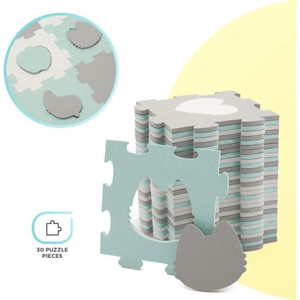 KINDERKRAFT - Puzzle de espuma LUNO 30pcs cinzento/menta