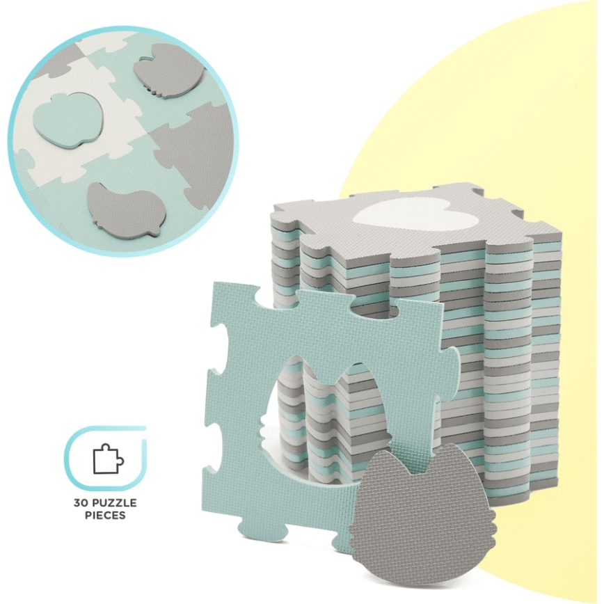 KINDERKRAFT - Puzzle de espuma LUNO 30pcs cinzento/menta