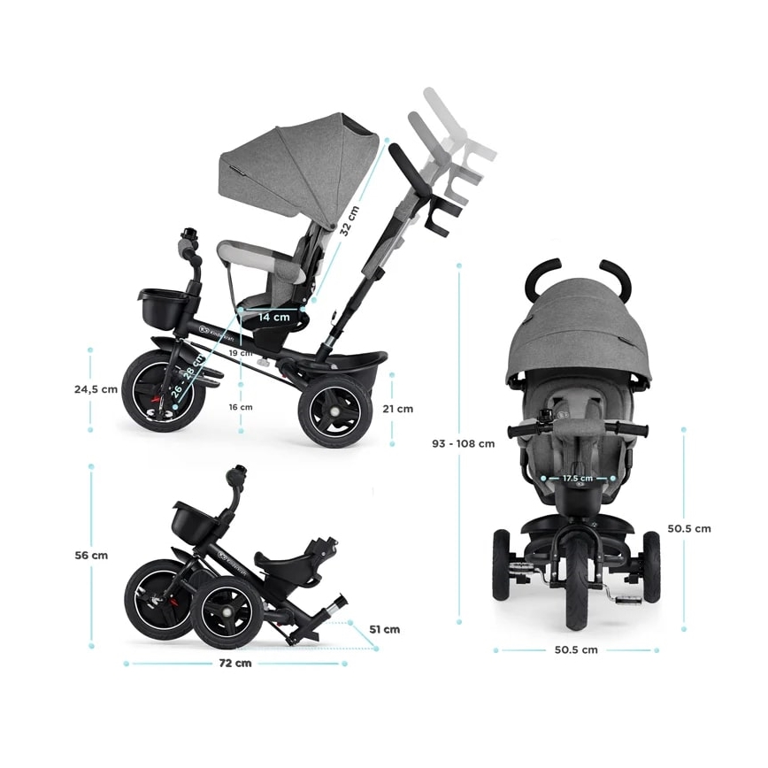 KINDERKRAFT - Triciclo de criança 5em1 SPINSTEP cinzento