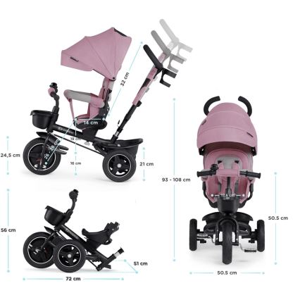KINDERKRAFT - Triciclo de criança 5em1 SPINSTEP rosa