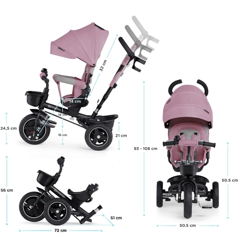 KINDERKRAFT - Triciclo de criança 5em1 SPINSTEP rosa