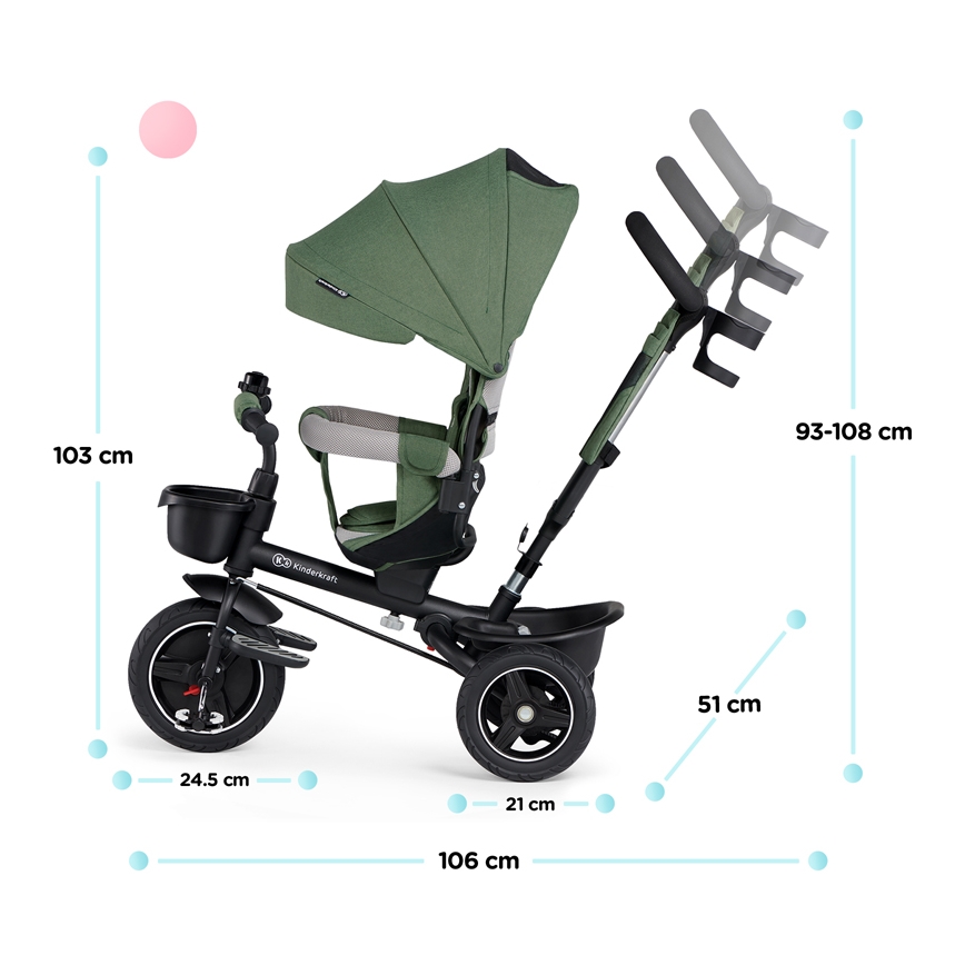 KINDERKRAFT SELECT - Triciclo de criança SPINSTEP Premium verde