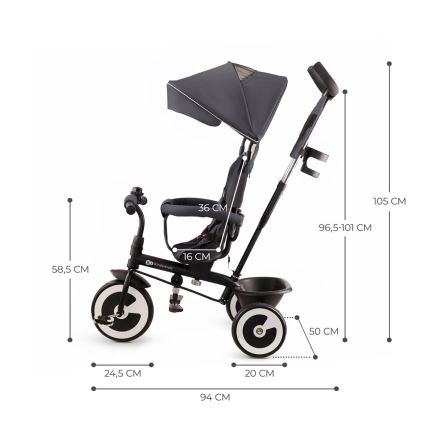 KINDERKRAFT - Triciclo de criança ASTON Malachite cinzento