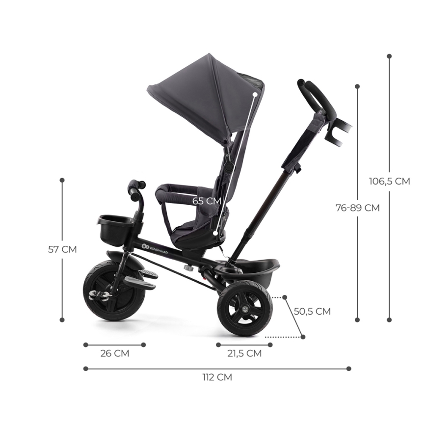 KINDERKRAFT - Triciclo de criança AVEO cinzento