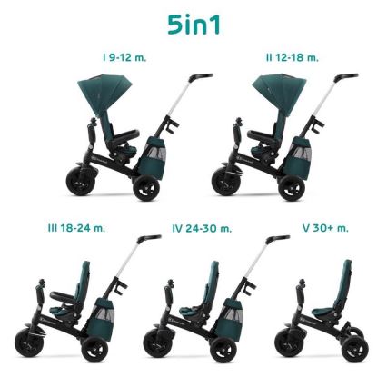 KINDERKRAFT - Triciclo infantil 5v1 EASYTWIST verde/preto