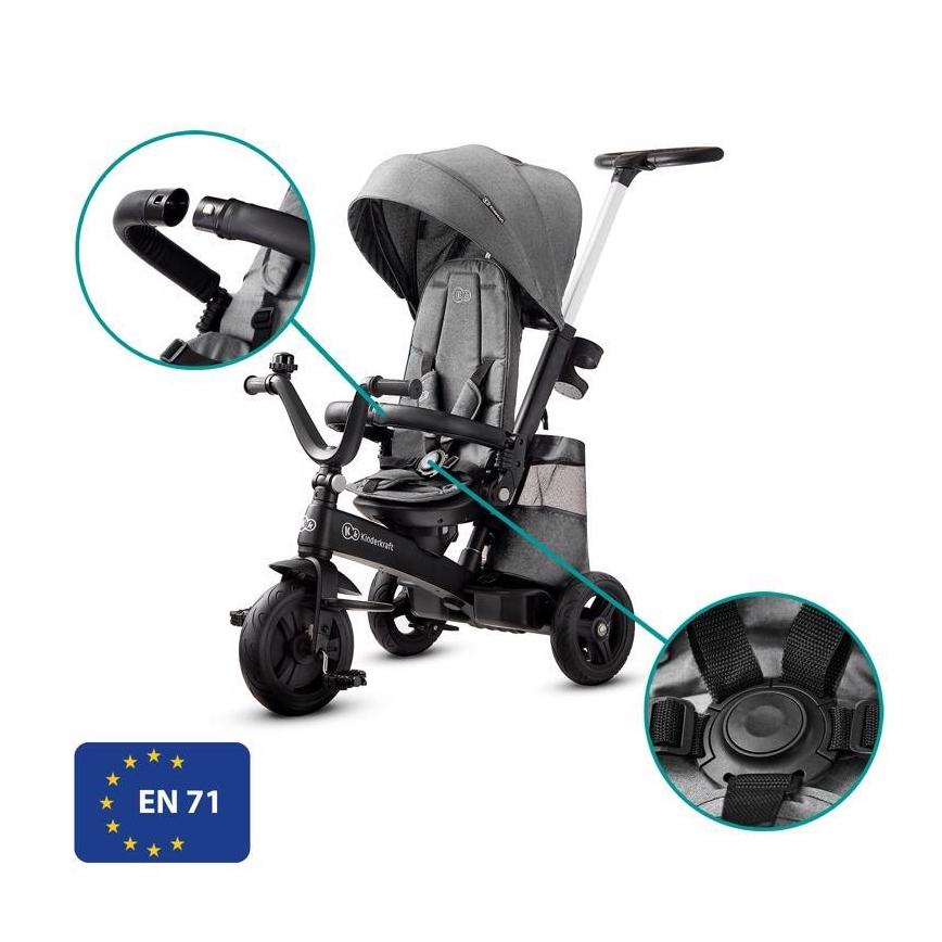 KINDERKRAFT - Triciclo para crianças 5v1 EASYTWIST cinzento/preto