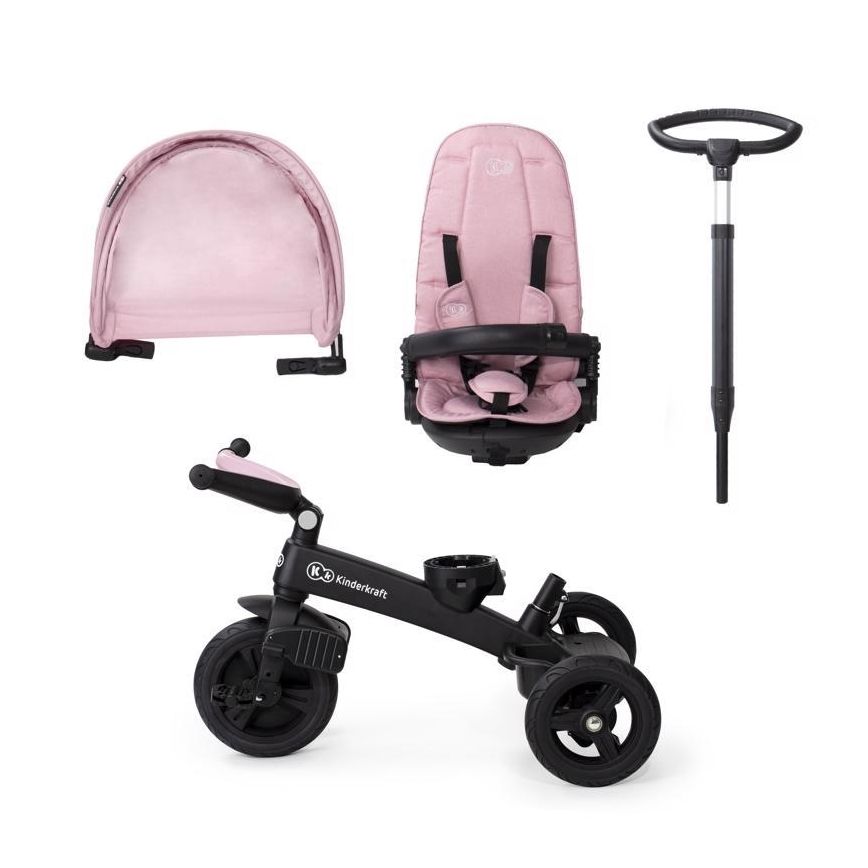 KINDERKRAFT - Triciclo para crianças 5v1 EASYTWIST rosa/preto