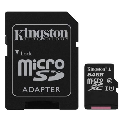 Kingston - MicroSDXC 64GB Canvas Select Plus U1 100MB/s + adaptador SD