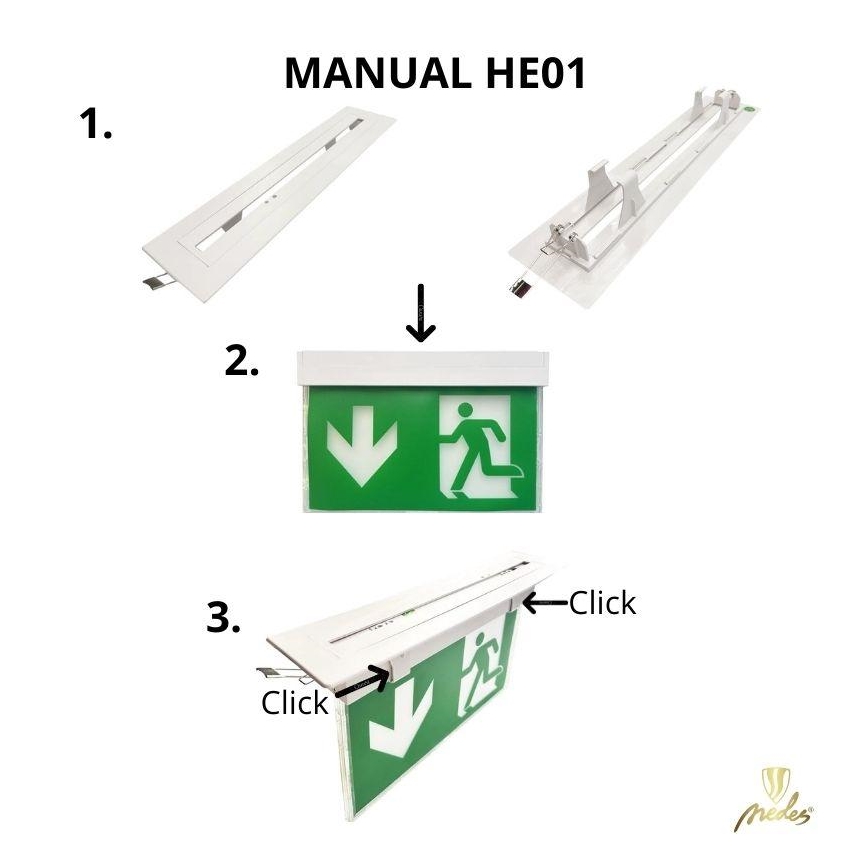 Kit de montagem para teto para luminárias de emergência