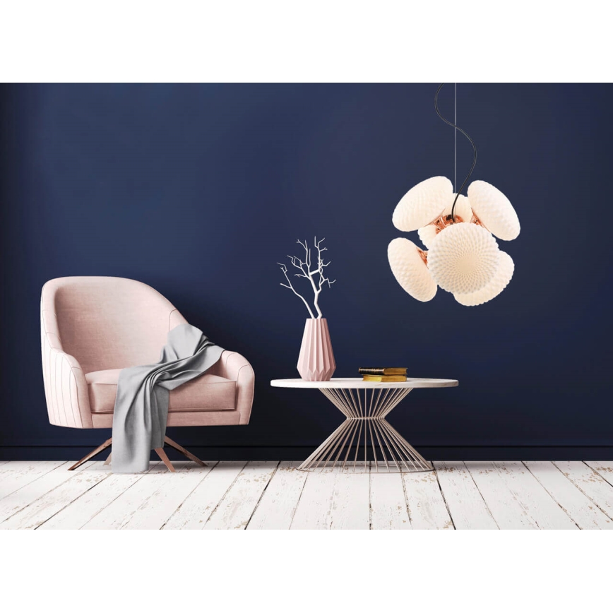 Candelabro suspenso STELLAR 6xG9/4W/230V rosa dourada