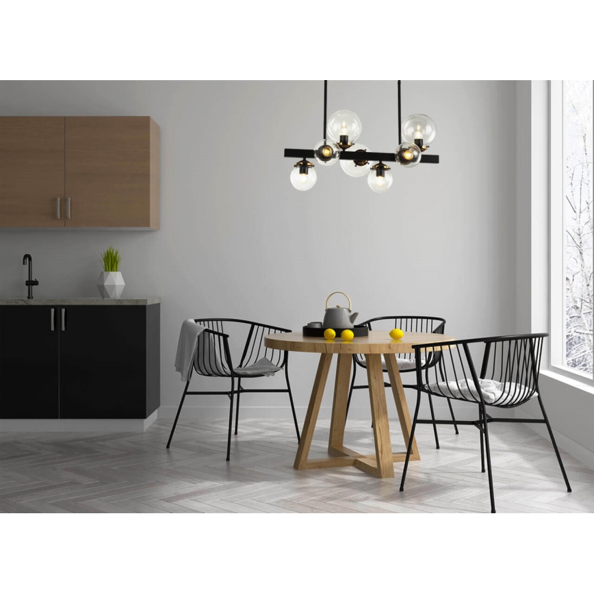 Candelabro suspenso HYPERION 7xE27/7W/230V preto/transparente