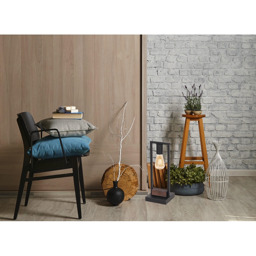 Candeeiro de mesa HARD 1xE27/11W/230V madeira/preto
