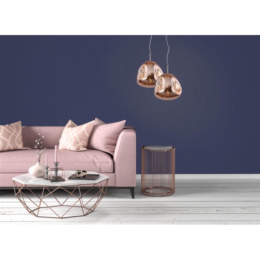 Candelabro suspenso VITRO 1xE27/10W/230V diâmetro 35 cm rosa dourada