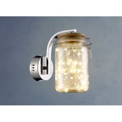 Candeeiro de parede LED SHOCK LED/5W/230V cromado brilhante/madeira