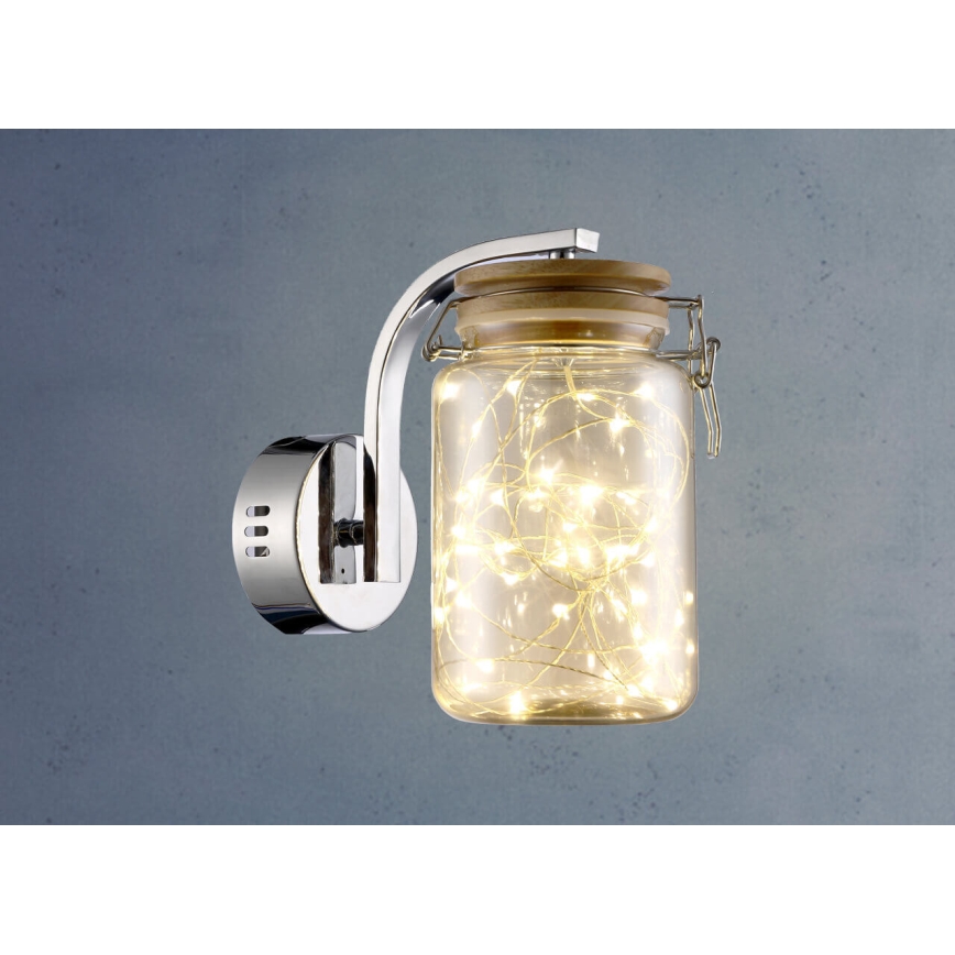 Candeeiro de parede LED SHOCK LED/5W/230V cromado brilhante/madeira