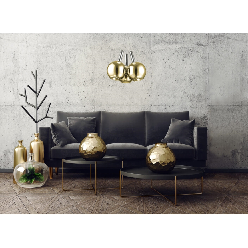 Candelabro suspenso LED BALLS 3xLED/5W230V dourado/cromado mate