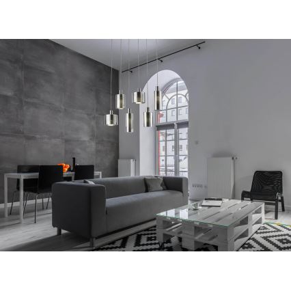Candelabro suspenso EVOLUTION 6xE27/11W/230V cromado brilhante