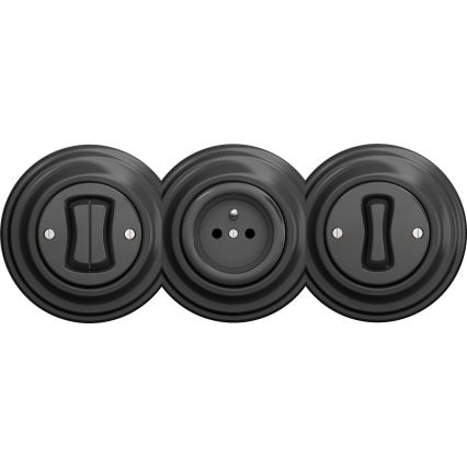 Kliklap - Interruptor de botão duplo vintage sem moldura antracite