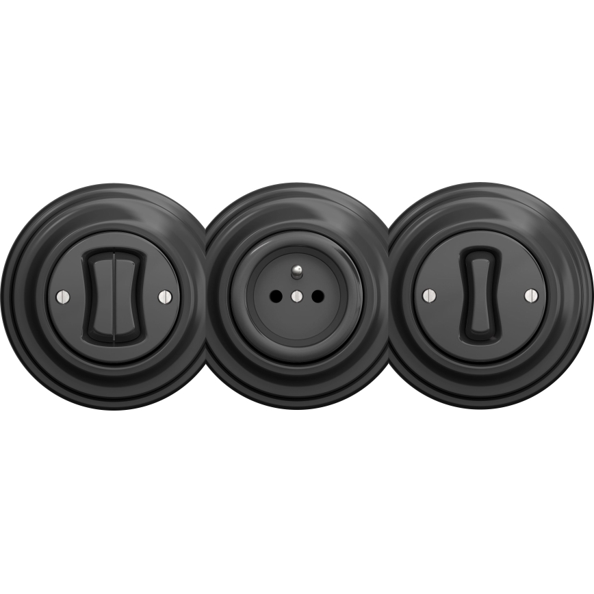 Kliklap - Interruptor de botão duplo vintage sem moldura antracite