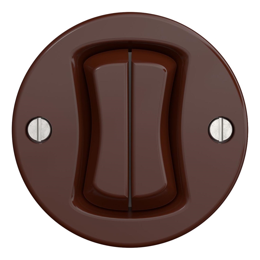 Kliklap - Interruptor de botão duplo vintage sem moldura castanho