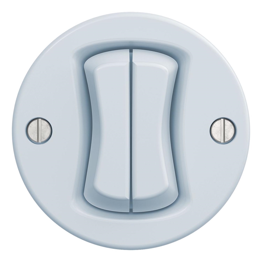Kliklap - Interruptor de escada duplo vintage sem moldura no. 6+6 azul