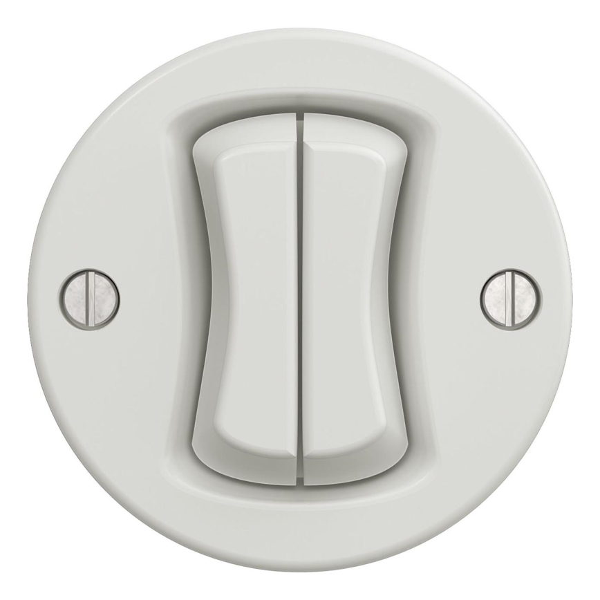 Kliklap - Interruptor de escada duplo vintage sem moldura no. 6+6 branco