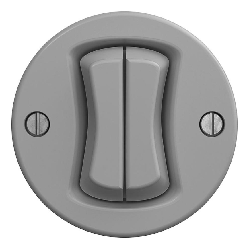Kliklap - Interruptor de escada duplo vintage sem moldura no. 6+6 cinzento