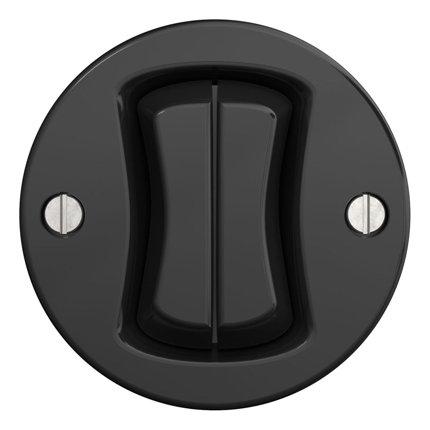 Kliklap - Interruptor de escada duplo vintage sem moldura no. 6+6 preto