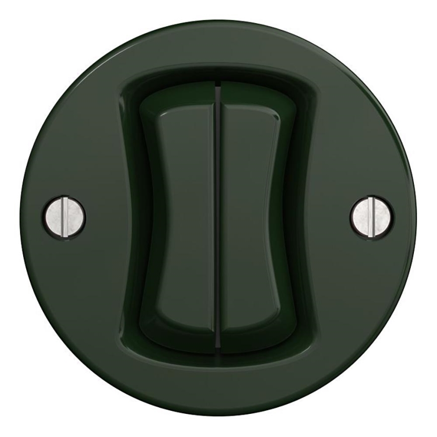 Kliklap - Interruptor de escada duplo vintage sem moldura no. 6+6 verde