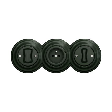 Kliklap - Interruptor de escada duplo vintage sem moldura no. 6+6 verde
