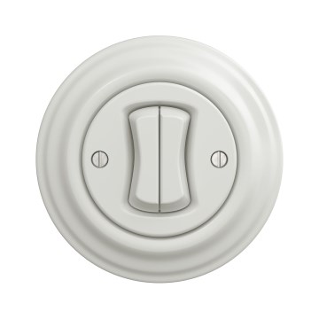 Kliklap - Interruptor duplo de escada retro com moldura n.º 6+6 branco