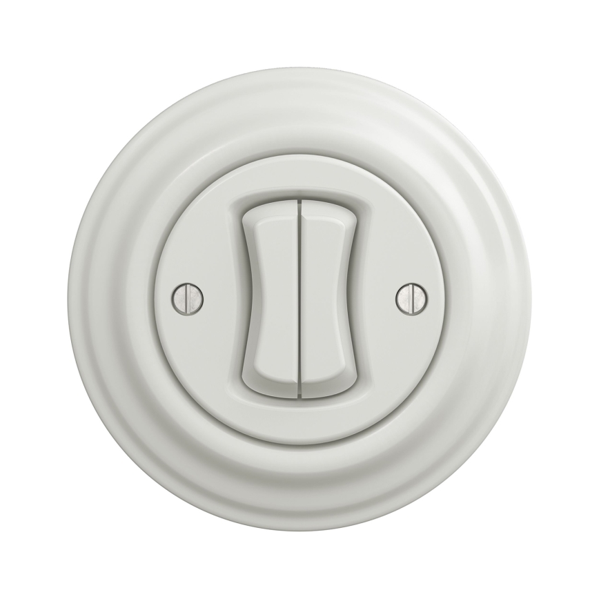 Kliklap - Interruptor duplo de escada retro com moldura n.º 6+6 branco