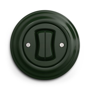 Kliklap - Interruptor duplo retro para escadas com moldura n.º 6+6, verde