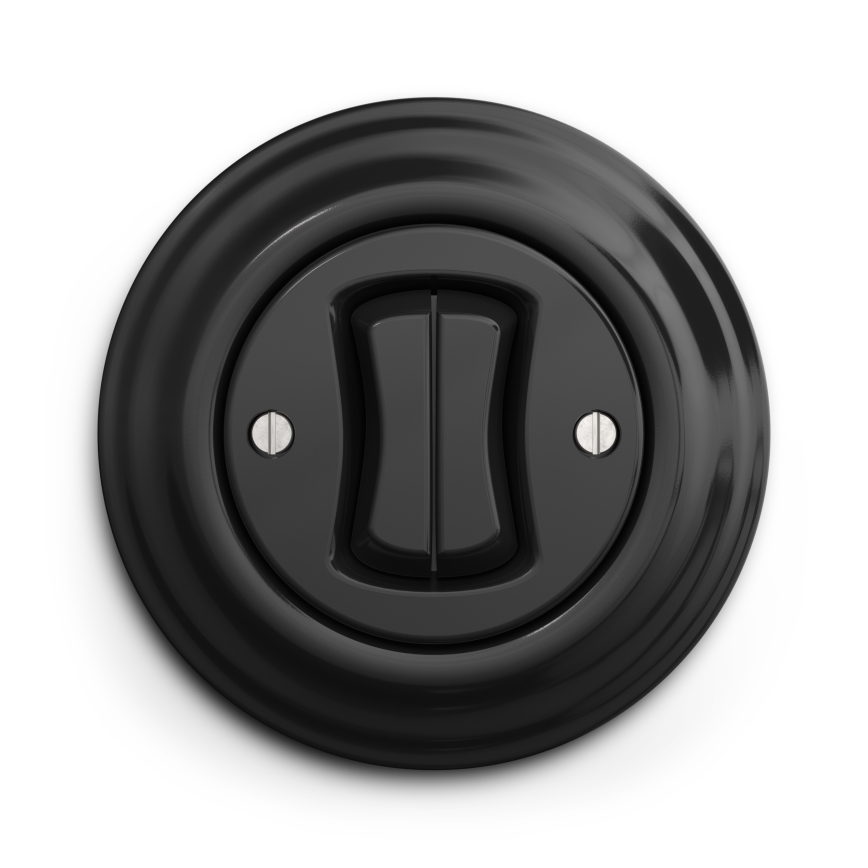 Kliklap - Interruptor retrô duplo para escadas com moldura n.º 6+6, preto