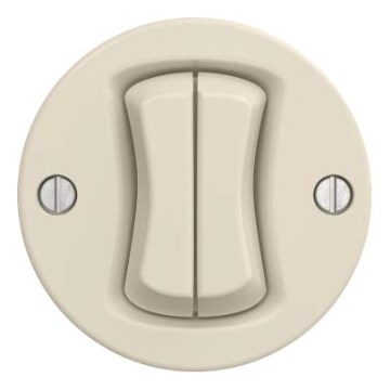 Kliklap - Interruptor retro duplo para escadas sem moldura n.º 6+6 bege