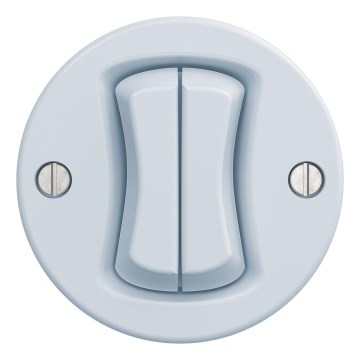 Kliklap - Interruptor retro duplo para escadas sem moldura nº 6+6 azul
