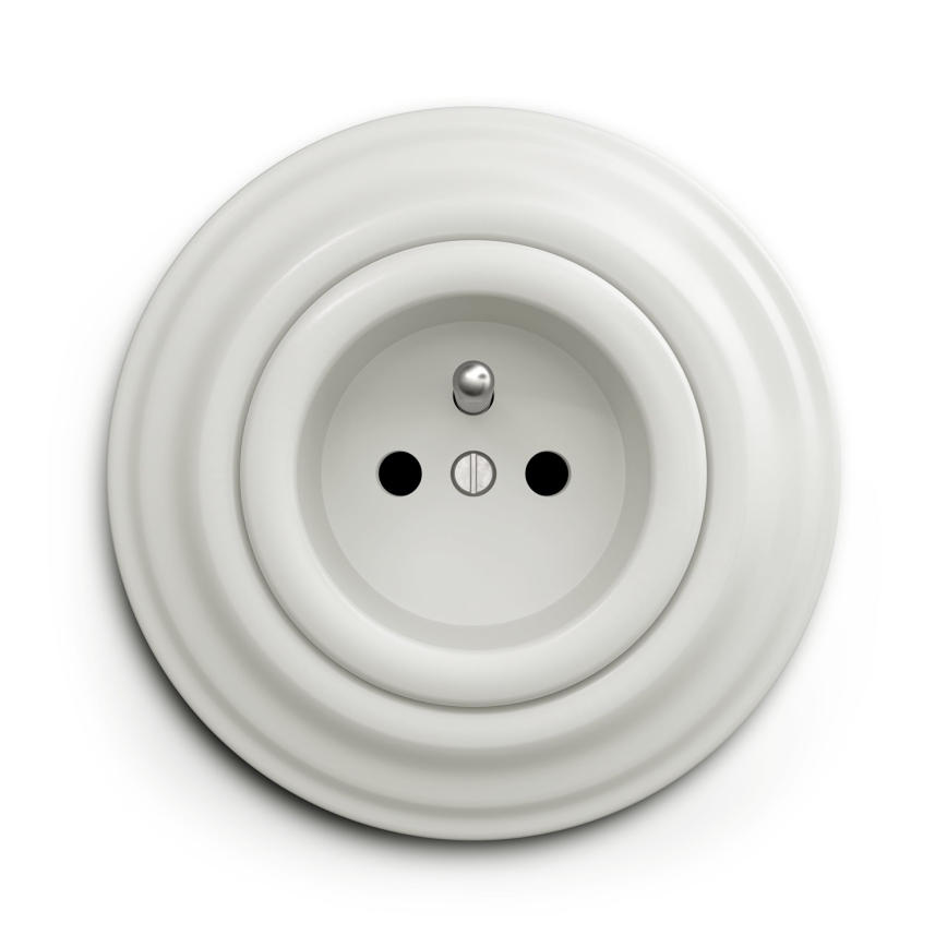Kliklap - Tomada de parede retro com moldura 230 V, branca