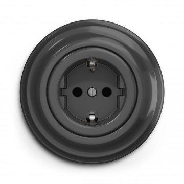 Kliklap - Tomada doméstica retro com moldura SCHUKO 230V/16A antracite