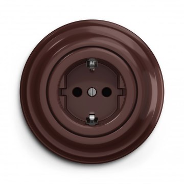 Kliklap - Tomada doméstica retro com moldura SCHUKO 230V/16A castanha