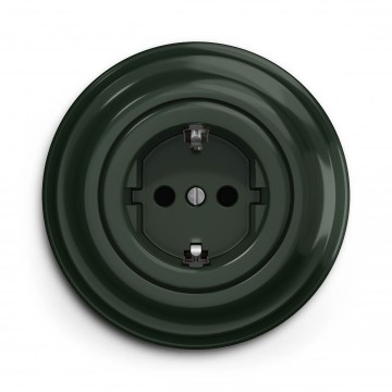 Kliklap - Tomada doméstica retro com moldura SCHUKO 230V/16A verde