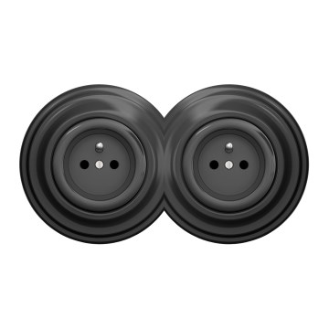 Kliklap - Tomada dupla retro com moldura 230V antracite