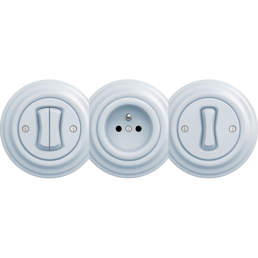 Kliklap - Tomada para casa vintage sem armação 230V azul