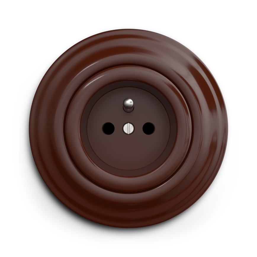 Kliklap - Tomada retro doméstica com moldura 230V castanha