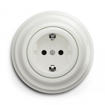 Kliklap - Tomada retro doméstica com moldura SCHUKO 230V/16A branca
